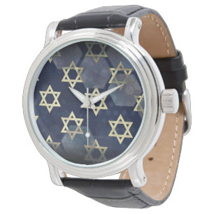 SlipperyJoe's sterke Hanukkah-sfeer Davidster m Horloge