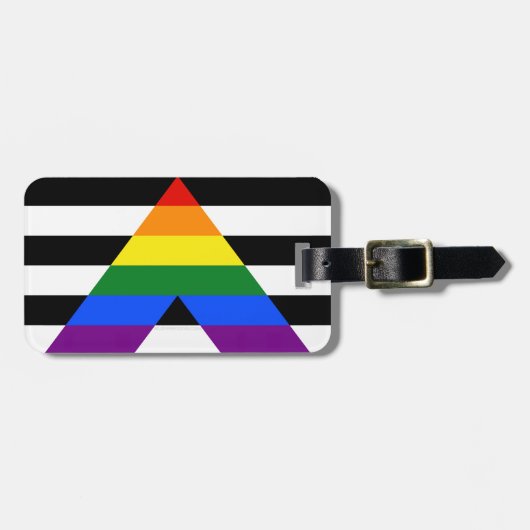 SlipperyJoe's Straight Ally Flag homo geschenken L Bagagelabel (Voorkant horizontaal)
