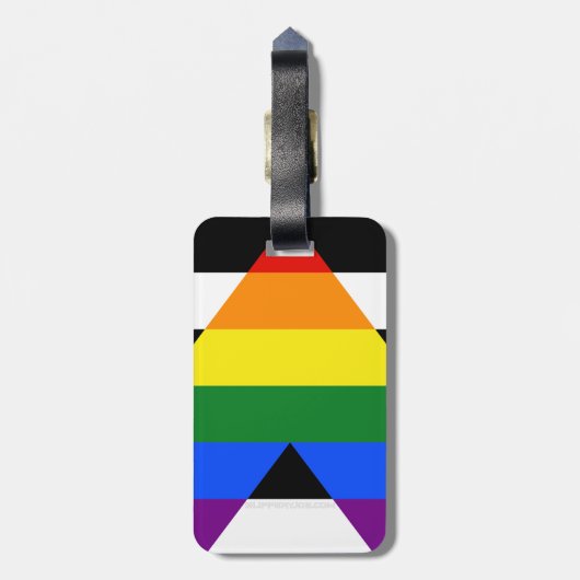 SlipperyJoe's Straight Ally Flag homo geschenken L Bagagelabel (Achterkant verticaal)