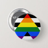 SlipperyJoe's Straight Ally Flag homo geschenken L Ronde Button 5,7 Cm (Voorkant /achterkant)