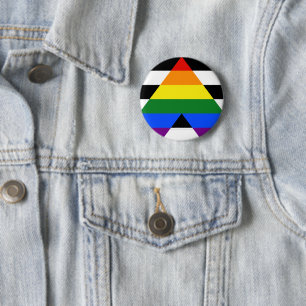 SlipperyJoe's Straight Ally Flag homo geschenken L Ronde Button 5,7 Cm