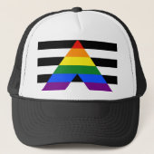 SlipperyJoe's Straight Ally Flag homo geschenken L Trucker Pet (Voorkant)