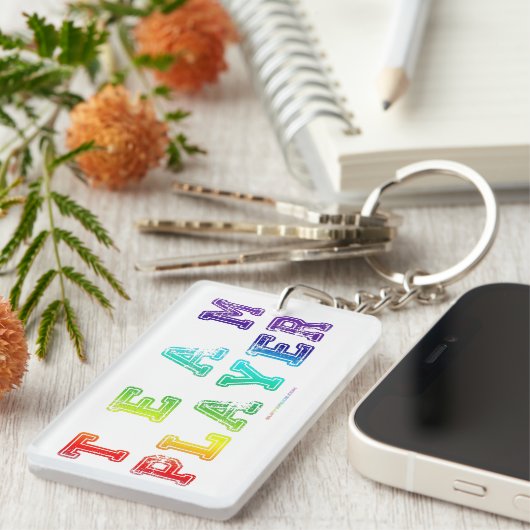 SlipperyJoe's Team Player zegt verloop regenboog c Sleutelhanger (Voorkant Rechts)