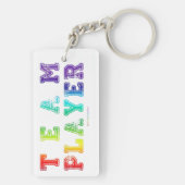 SlipperyJoe's Team Player zegt verloop regenboog c Sleutelhanger (achterkant)