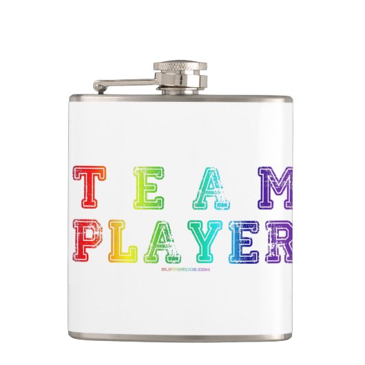 SlipperyJoe's teamspeler gevuld met gladde regenbo Heupfles (Voorkant)