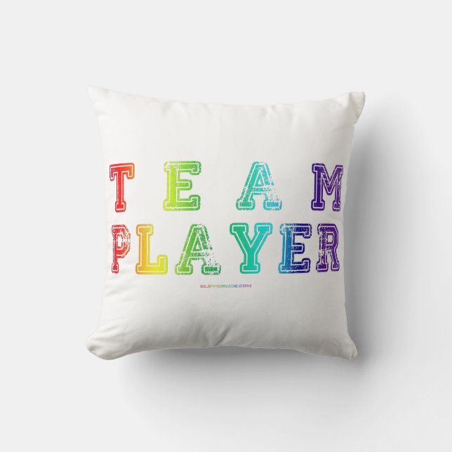 SlipperyJoe's teamspeler gevuld met gladde regenbo Kussen (Voorkant)