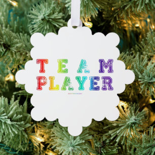 SlipperyJoe's teamspeler gevuld met gladde regenbo Ornament Kaart