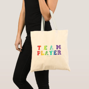 SlipperyJoe's teamspeler gevuld met gladde regenbo Tote Bag