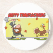 SlipperyJoe's Thanksgiving grappige laat pelgrim r Zandsteen Onderzetter (Voorkant)