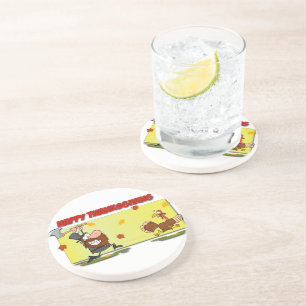 SlipperyJoe's Thanksgiving grappige laat pelgrim r Zandsteen Onderzetter