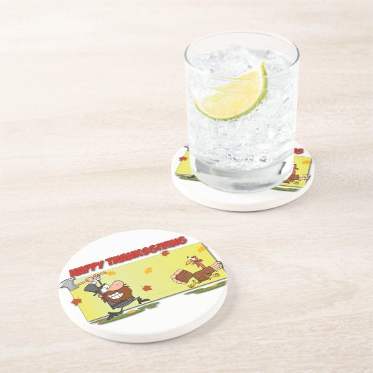 SlipperyJoe's Thanksgiving grappige laat pelgrim r Zandsteen Onderzetter (Zijkant)