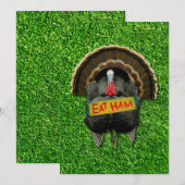 SlipperyJoe's Thanksgiving kalkoengras eten ham co Feestdagenkaart (Voorkant / Achterkant)