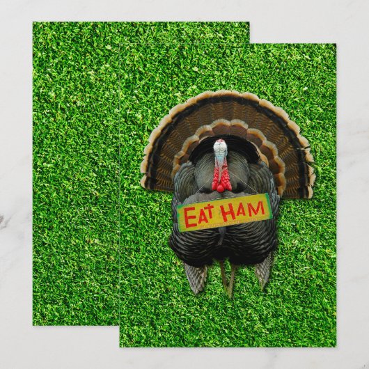 SlipperyJoe's Thanksgiving kalkoengras eten ham co Feestdagenkaart (Voorkant / Achterkant)