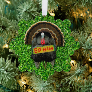 SlipperyJoe's Thanksgiving kalkoengras eten ham co Ornament Kaart