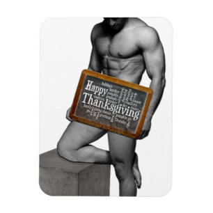 SlipperyJoe's Thanksgiving-man hete six-pack buiks Magneet