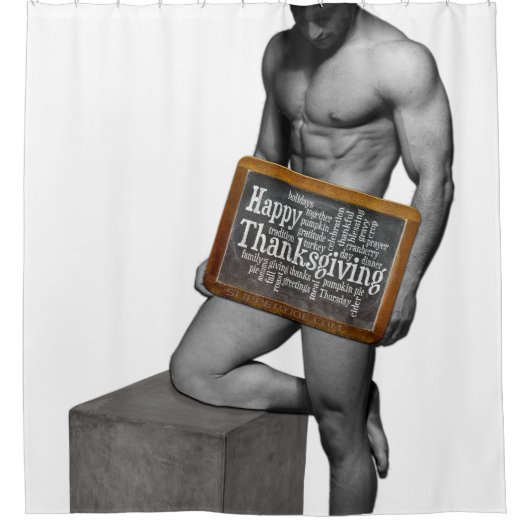 SlipperyJoe's Thanksgiving man, hete zes-pack buis Douchegordijn (Voorkant)