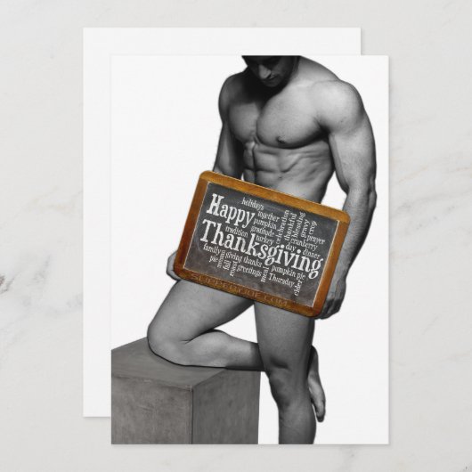 SlipperyJoe's Thanksgiving man, hete zes-pack buis Feestdagenkaart (Voorkant / Achterkant)