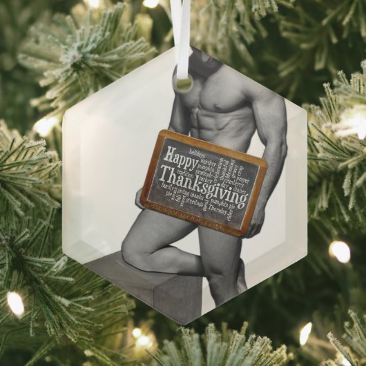 SlipperyJoe's Thanksgiving man, hete zes-pack buis Glas Ornament (Insitu)
