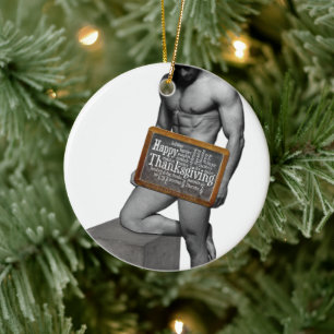 SlipperyJoe's Thanksgiving man, hete zes-pack buis Keramisch Ornament