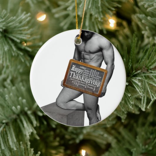 SlipperyJoe's Thanksgiving man, hete zes-pack buis Keramisch Ornament (Boom)