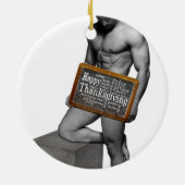 SlipperyJoe's Thanksgiving man, hete zes-pack buis Keramisch Ornament (Achterkant)