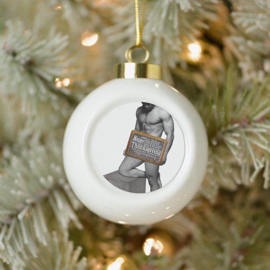 SlipperyJoe's Thanksgiving man, hete zes-pack buis Keramische Bal Ornament (Boom)