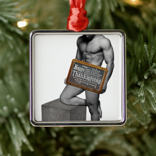 SlipperyJoe's Thanksgiving man, hete zes-pack buis Metalen Ornament (Boom)