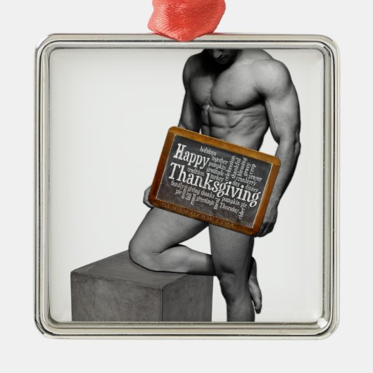 SlipperyJoe's Thanksgiving man, hete zes-pack buis Metalen Ornament (Voorkant)