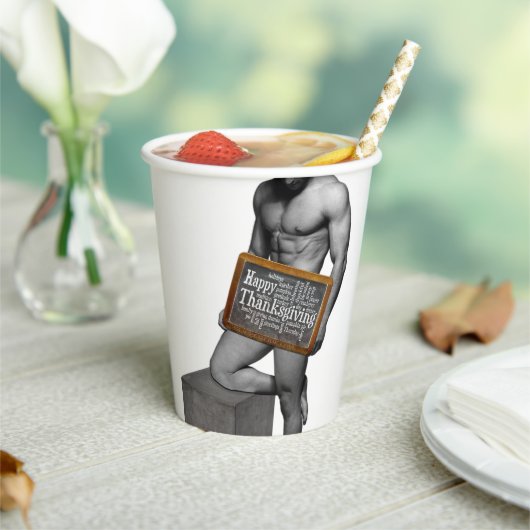 SlipperyJoe's Thanksgiving man, hete zes-pack buis Papieren Bekers (Insitu)