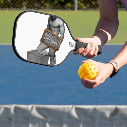 SlipperyJoe's Thanksgiving man, hete zes-pack buis Pickleball Paddle (Insitu)
