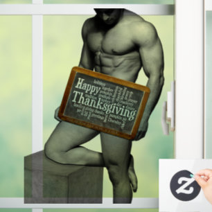 SlipperyJoe's Thanksgiving man, hete zes-pack buis Raamsticker