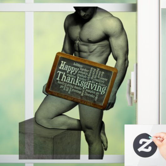 SlipperyJoe's Thanksgiving man, hete zes-pack buis Raamsticker (Huis)