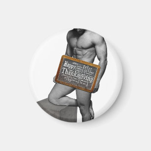 SlipperyJoe's Thanksgiving man hot six-pack abs on Magneet