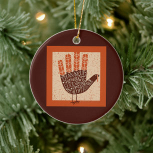 SlipperyJoe's Thanksgiving speelse kalkoen illustr Keramisch Ornament