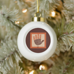SlipperyJoe's Thanksgiving speelse kalkoen illustr Keramische Bal Ornament