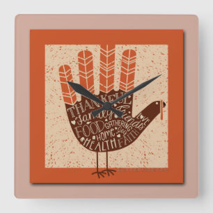 SlipperyJoe's Thanksgiving speelse kalkoen illustr Vierkante Klok