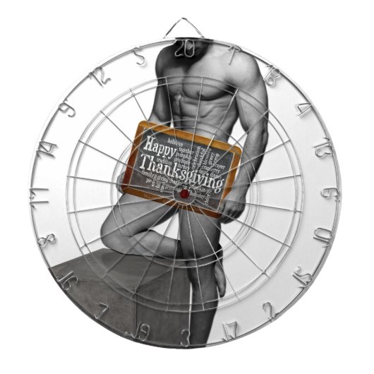 SlipperyJoe's Thanksgiving traditie gespierde man Dartbord (Voorkant)