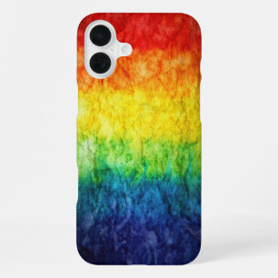 SlipperyJoe's tie-dye vlag regenboog ingedrukt in iPhone 16 Plus Hoesje