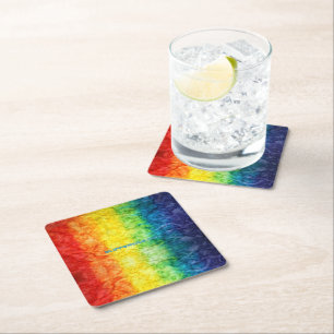 SlipperyJoe's tie-dye vlag regenboog ingedrukt in Kartonnen Onderzetters