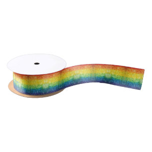 SlipperyJoe's tie-dye vlag regenboog ingedrukt in Satijnen Lint