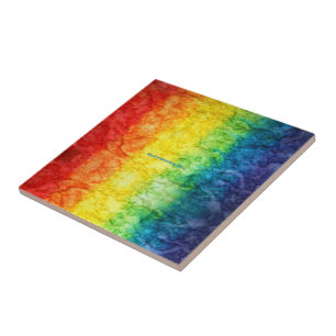 SlipperyJoe's tie-dye vlag regenboog ingedrukt in Tegeltje