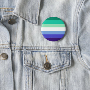 SlipperyJoe's trans-inclusieve gay mannen vlag pal Ronde Button 5,7 Cm