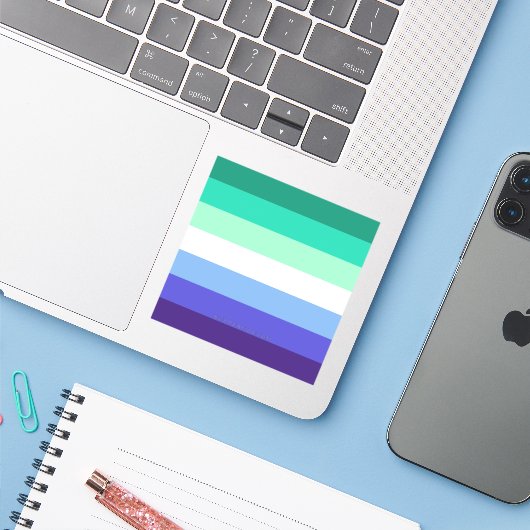 SlipperyJoe's trans-inclusieve vlaggencode voor ho Sticker (Laptop met iPhone)
