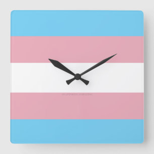 SlipperyJoe's transgender trotskleurenvlag zichtba Vierkante Klok
