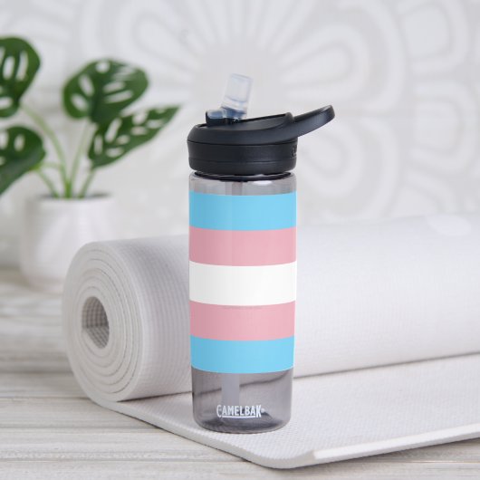 SlipperyJoe's transgender trotskleurenvlag zichtba Waterfles (Links)