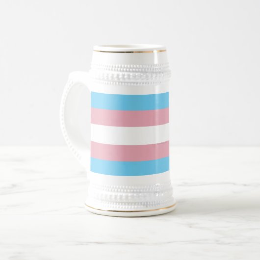 SlipperyJoe's transgender trotskleurvlag zichtbaar Bierpul (Voorkant links)