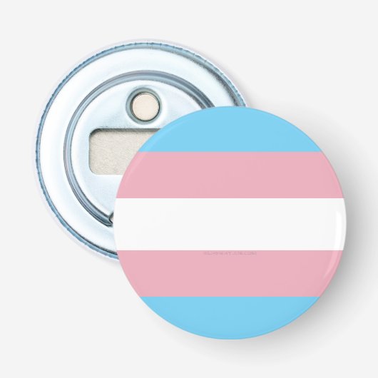 SlipperyJoe's transgender trotskleurvlag zichtbaar Button Flesopener (Voorkant)