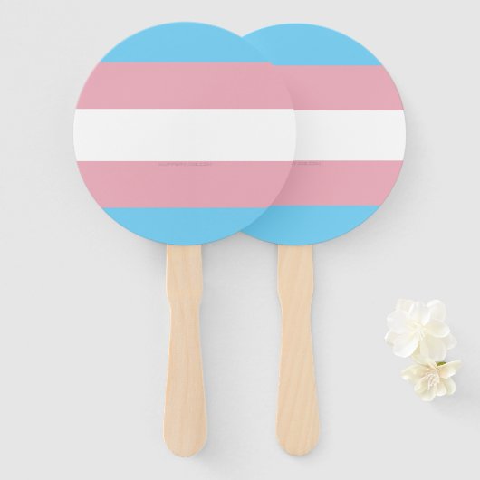 SlipperyJoe's transgender trotskleurvlag zichtbaar Handwaaier (Voorkant en achterkant)