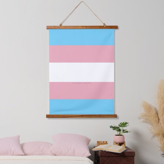 SlipperyJoe's transgender trotskleurvlag zichtbaar Hangend Wandkleed (Slaapkamer)