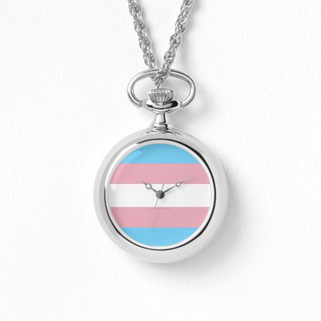 SlipperyJoe's transgender trotskleurvlag zichtbaar Horloge (Voorkant)